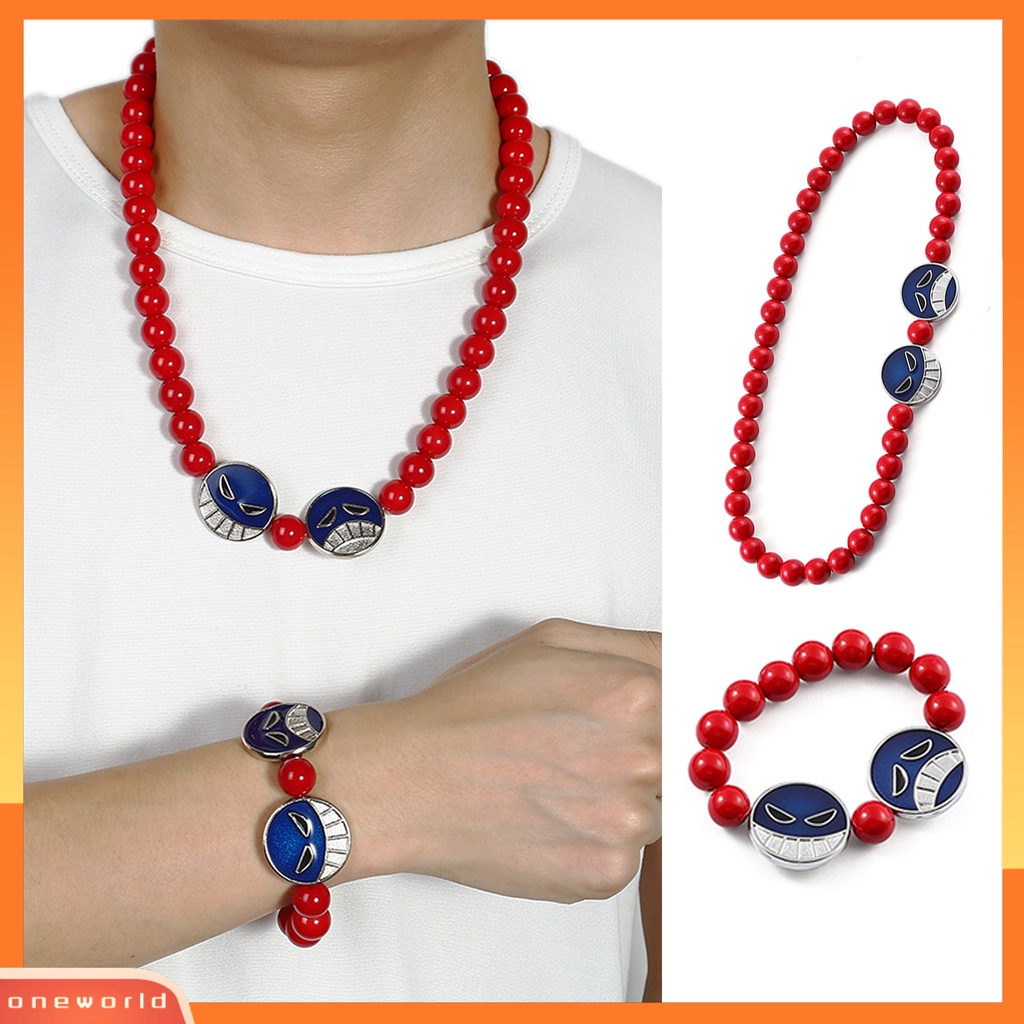 [EONE] Pria Gelang Tersenyum Menangis Wajah Pesona Manik-Manik Merah Elastis Keren Kepribadian Hadiah Adjustable Karakter Anime Cosplay Kalung Aksesoris Pakaian
