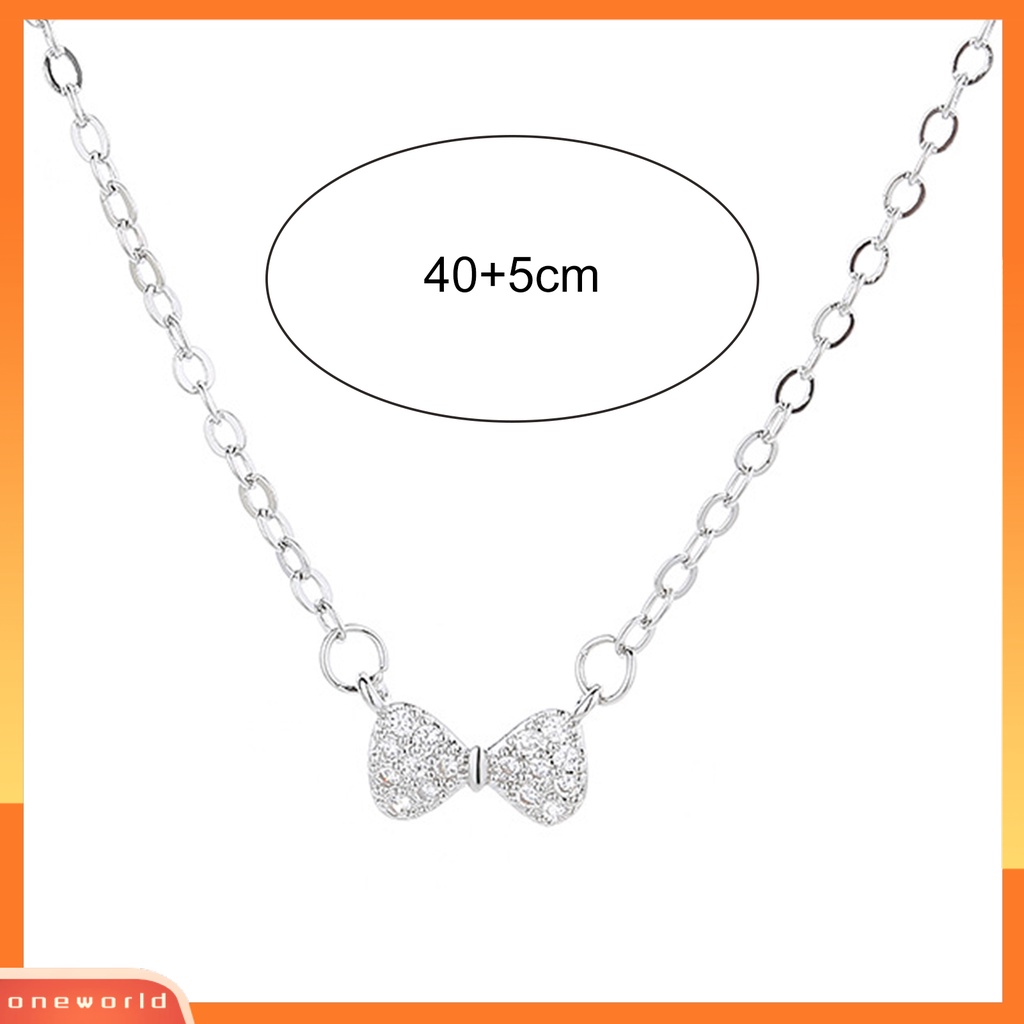 [EONE] Liontin Kalung Busur Gaya Perancis Wanita Bersinar Berlian Imitasi Kalung Untuk Pesta Pernikahan Pertunangan Perjamuan