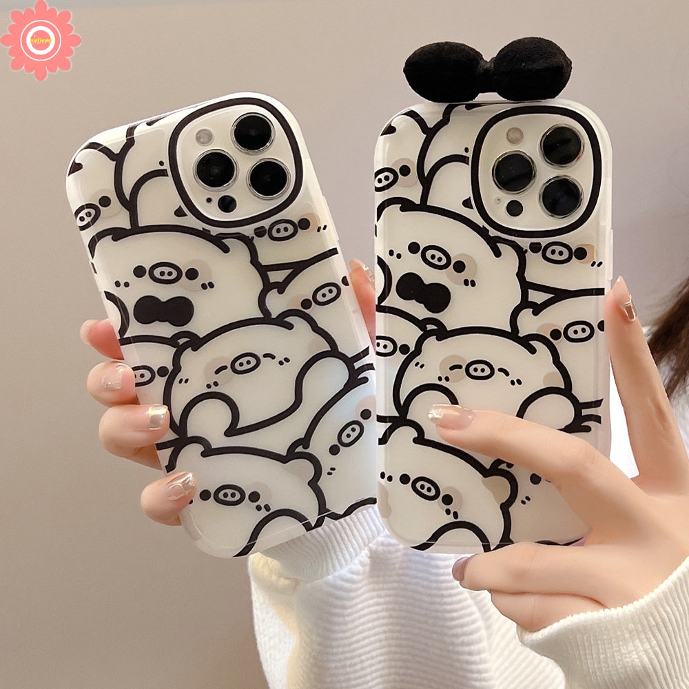 3d Ikatan Simpul Hias Kartun Lucu Babi Case Untuk Realme C55 C30 C25Y C35 C25s C11 C15 C31 C20 C21Y 10 8 Pro C1 C12 C3 5 8i 6i 9i 6 6s 5i 7i C21 GT C17 C20A Soft Cover Tahan Guncangan