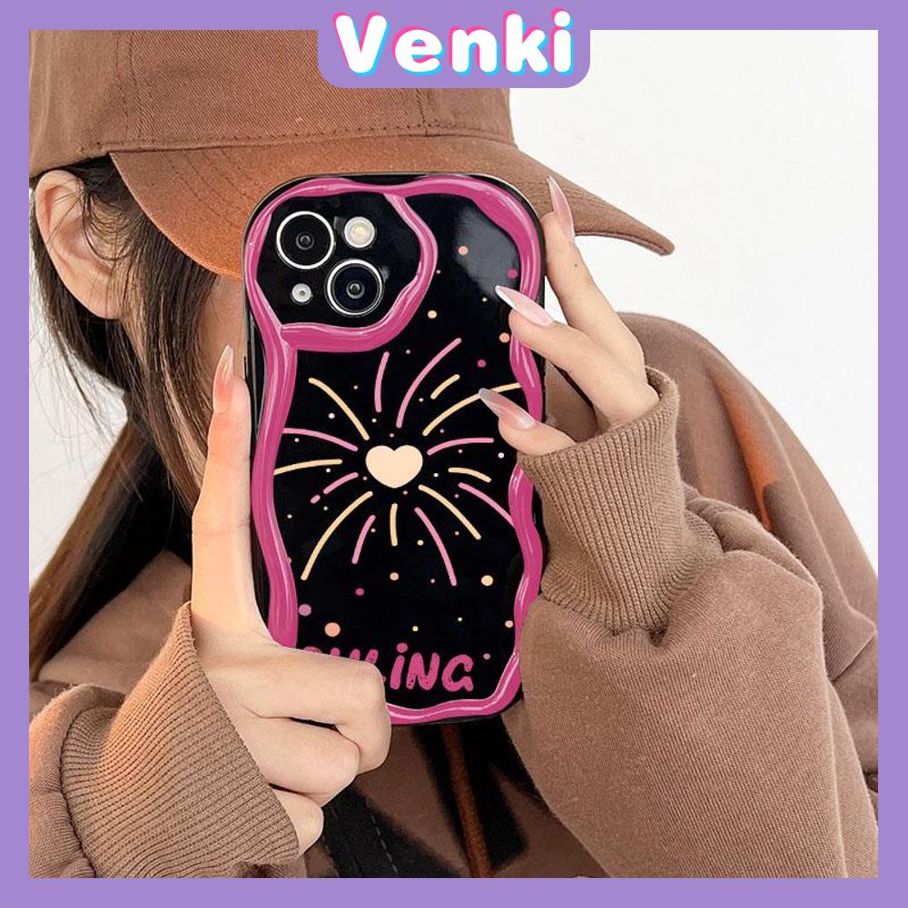 VENKI - For iPhone 11 iPhone Case 3D Curved Edge Wavy TPU Airbag Shockproof Camera Case Glossy Black Firework Compatible with iPhone 14 13 Pro max 12 Pro Max xr xs max 7Plus 8Plus