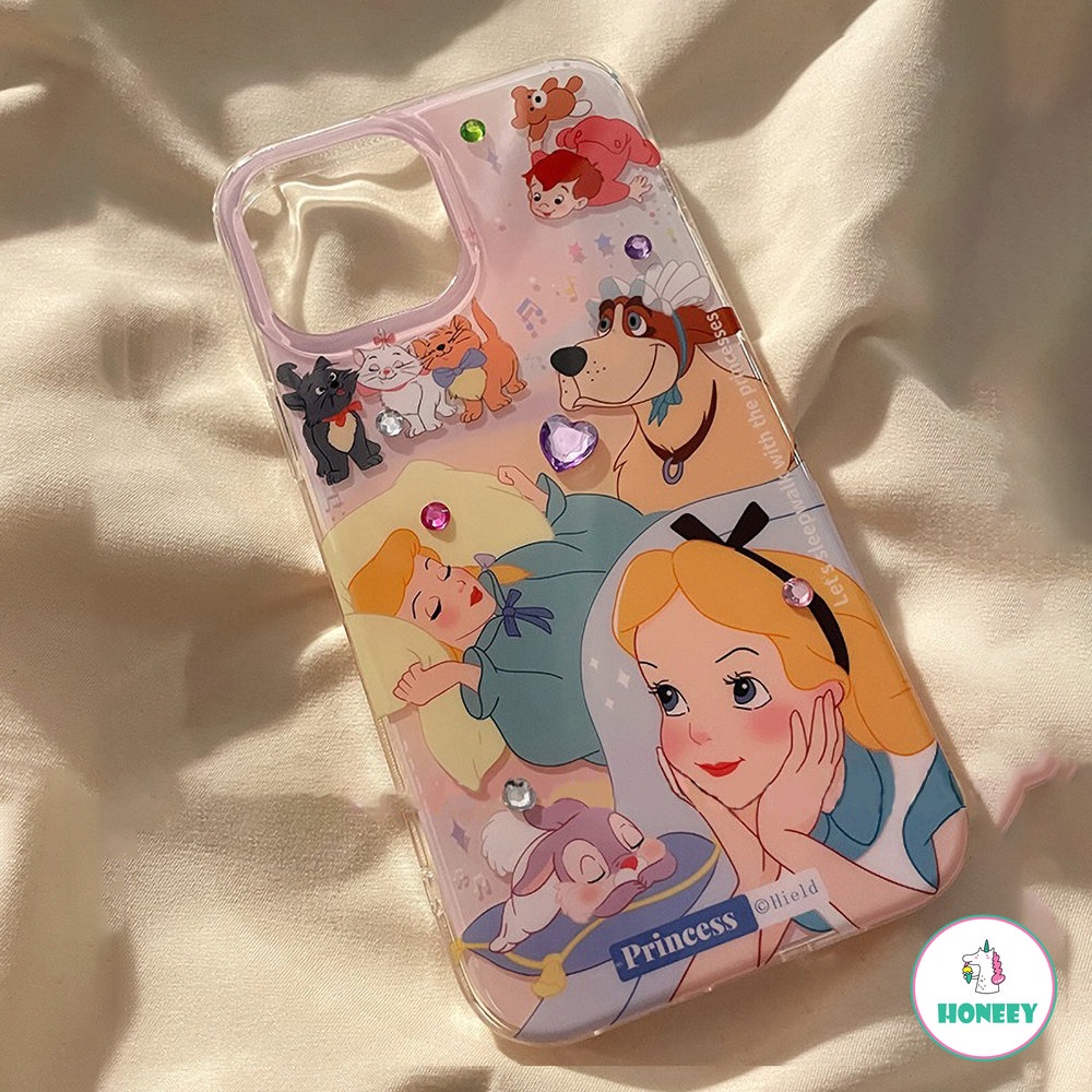 IPHONE Casing Kartun Disney Princess Alice Kompatibel Dengan Iphone14 13 12 11 Pro Max 14 Pro Shockproof Gadis Lucu Penutup Belakang