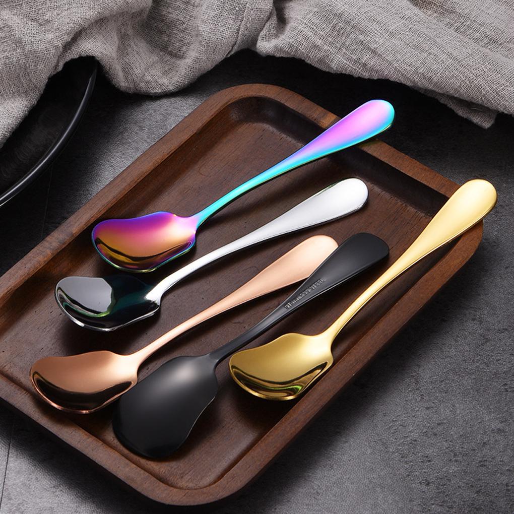 6pcs Sendok Teh Gaya Vintage Garpu Travel Cutlery Set Alat Makan Dapur Portable Motif Sendok Untuk Dessert Kopi