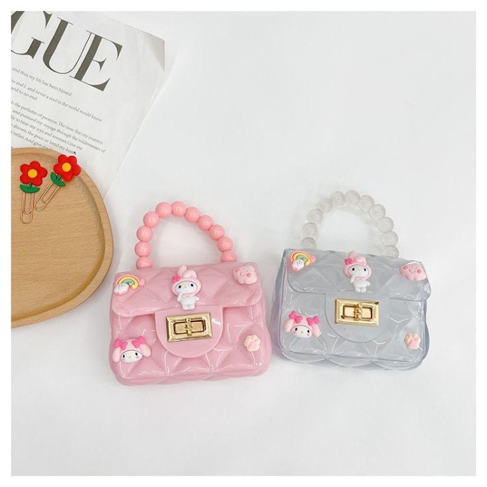 TAS JELLY GLOSSY MINI BONEKA ANAK - TRANSPARAN