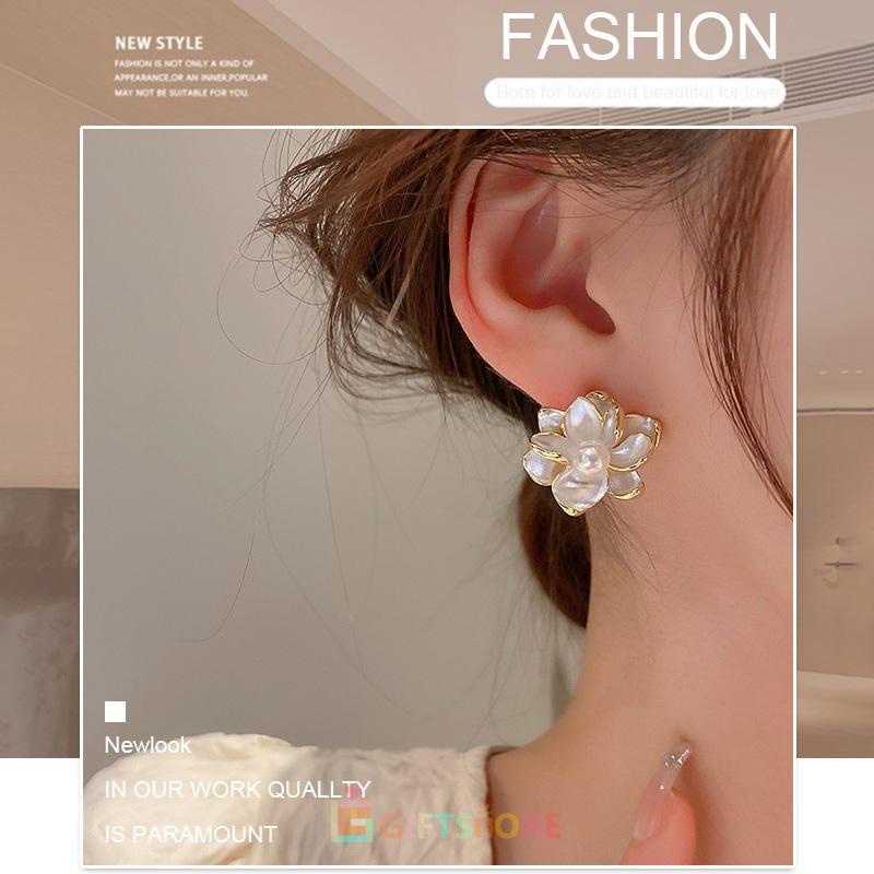 ✨COD Anting bunga besar 3D aksesori wanita  anting-anting vintage anting-anting jahitan perak 925-GS