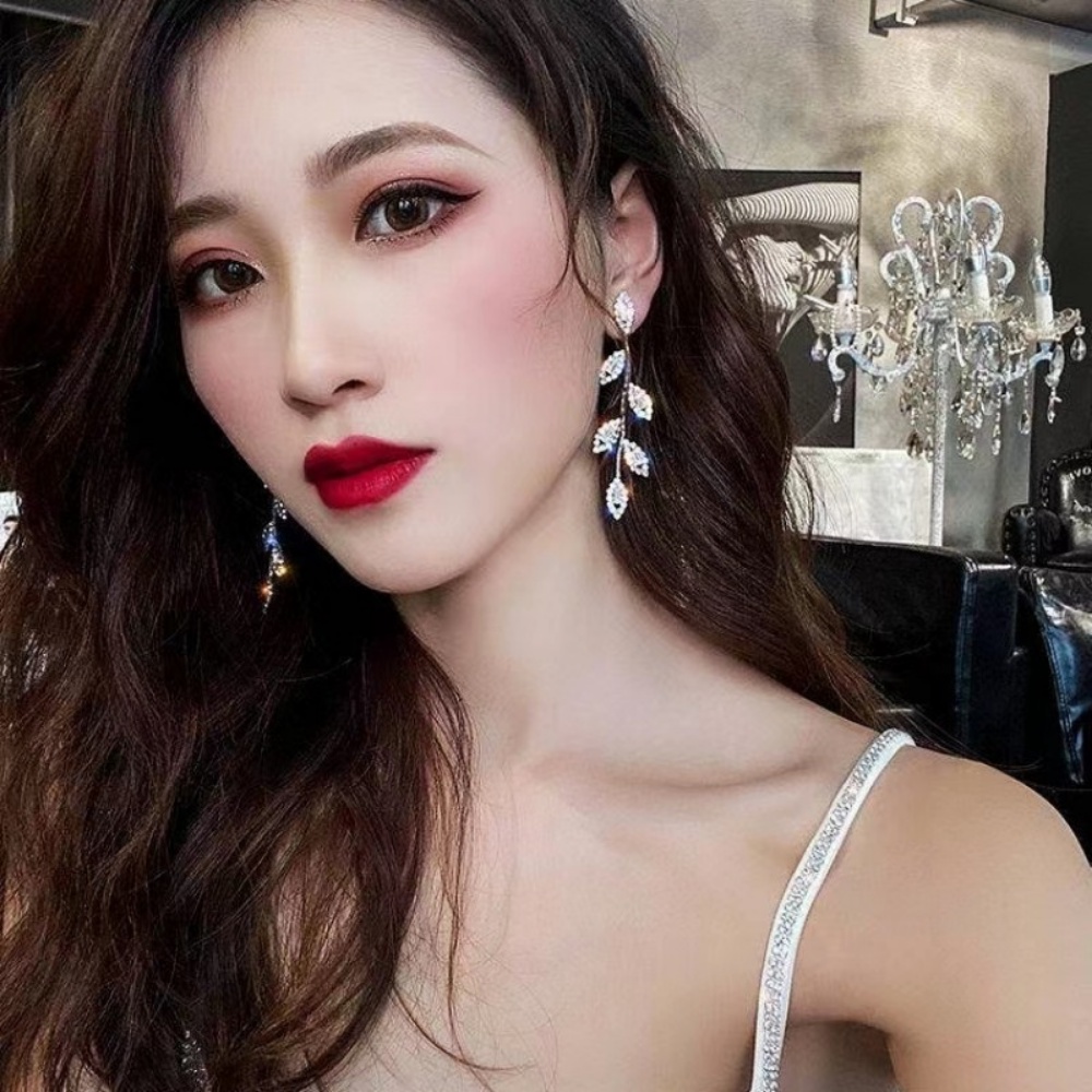 Deartiara Zirkon Anting Daun Gaya Panjang Anting Serbaguna Anting Indah Desain Rasa Anting Cantik Untuk Wanita