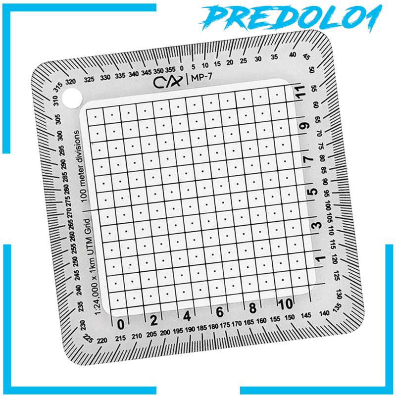 [Predolo1] Pocket Grid Busur Derajat Maptool Transparan Untuk Travelling Membaca Outdoor