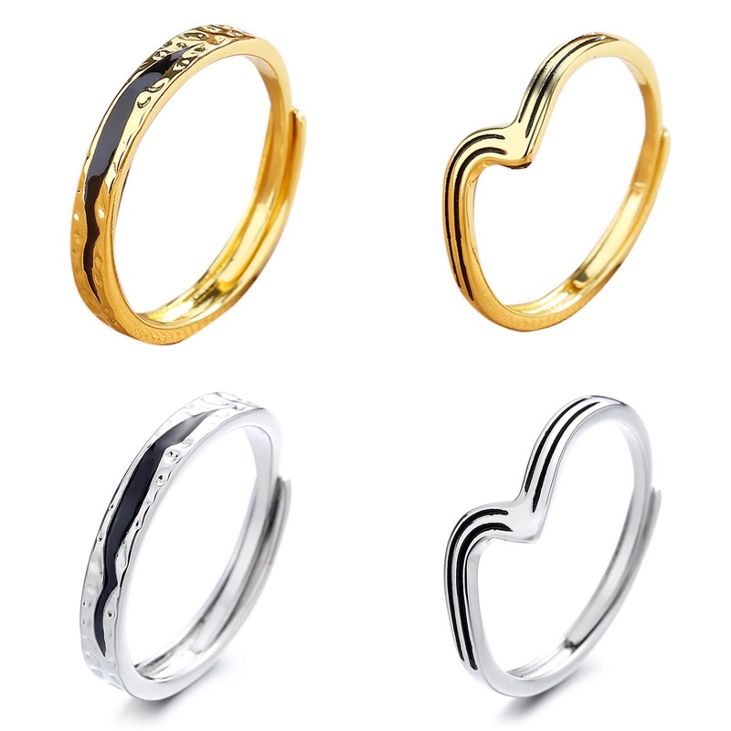 Cincin Twist Gelombang Hypoallergenic Minimalis Untuk Wanita Adjust Open Ring Fashion Korea Aksesoris