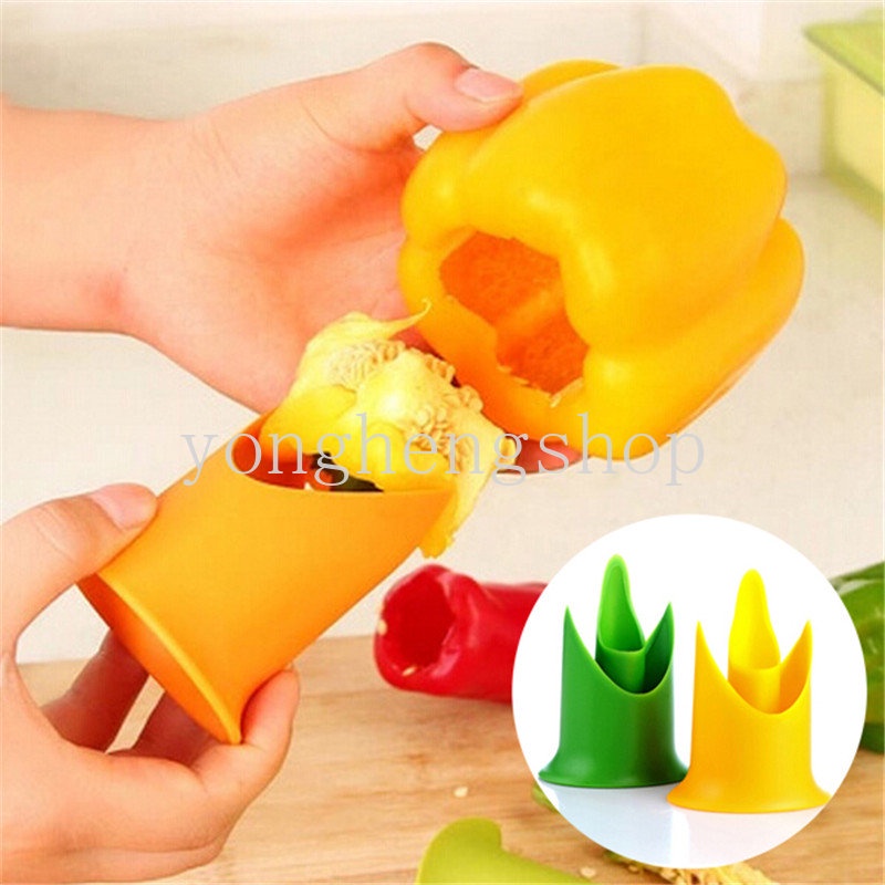 2pcs/set Kreatif Pepper Corer Cabai Paprika Buah Sayuran Benih Remover Tomat Coring Perangkat Dapur Gadget Warna Acak