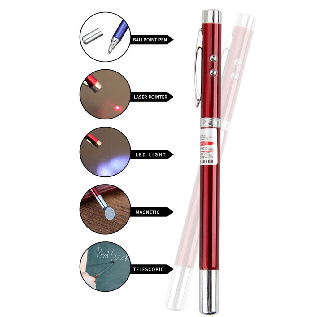 

Pulpen Multifungsi 5 in 1 Pen Laser Pointer Telescopic LED Magnetic