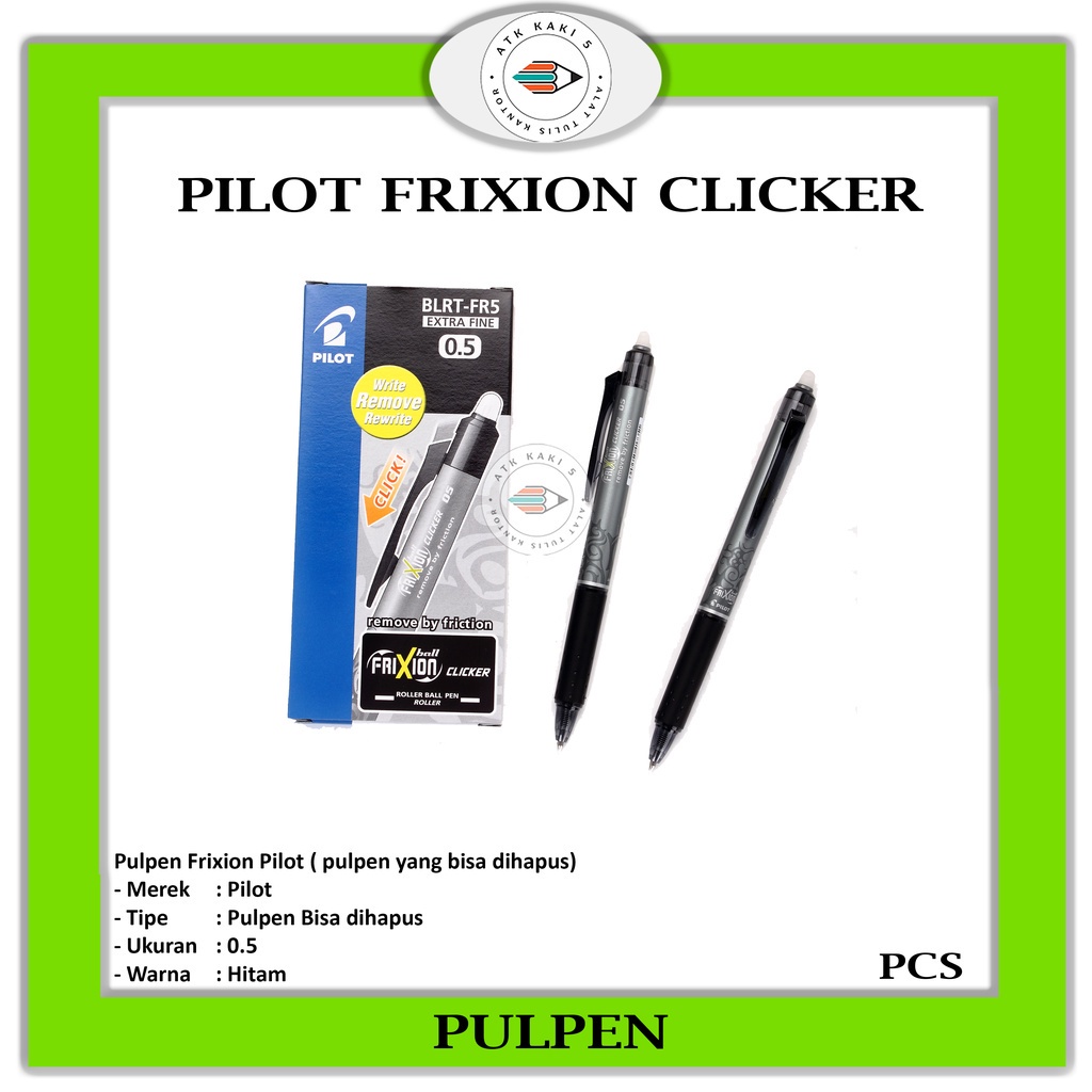 

PILOT - Pulpen Pen Frixion Pilot 0.5 Hitam Pulpen Bisa Dihapus -Pcs