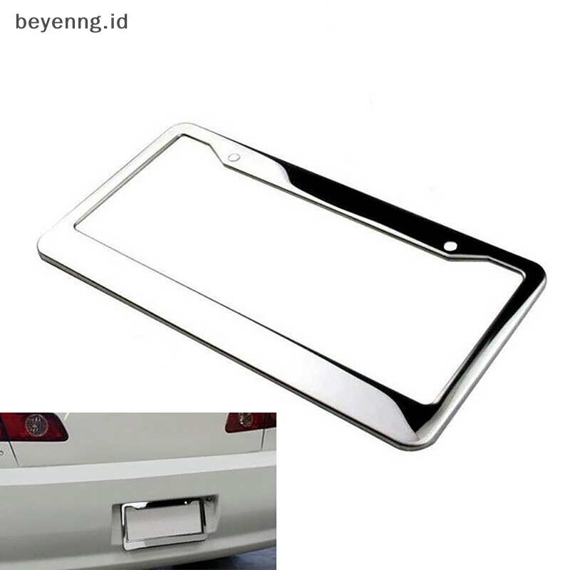 Beyen 1PCS Cover Tag Frame Plat Nomor Bahan Metal Stainless Steel Chrome Dengan Tutup Sekrup ID