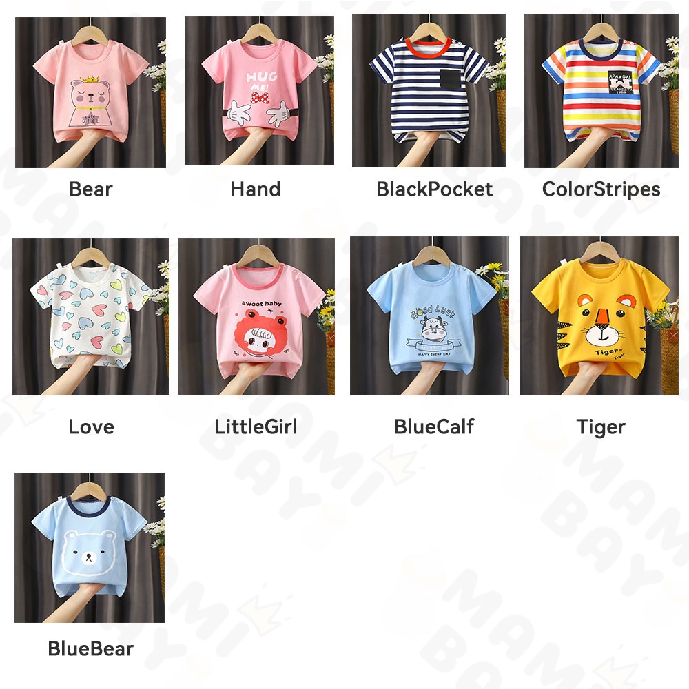 OKEYI baju lengan pendek bayi kaos bayi motif lucu import korea  1-3tahun