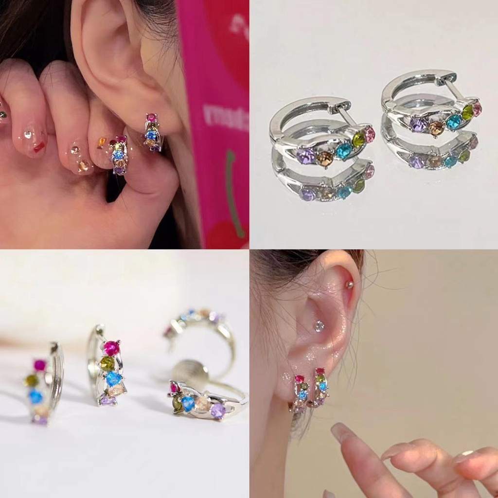 Berwarna vermiculite earrings Anting Kecil Dan Indah2023Baru Anting Cincin gas Luar Negeri Perempuan Tinggi -Tingkat sense
