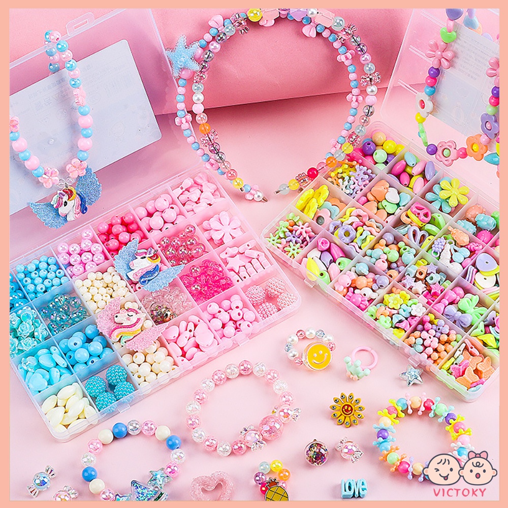 Victoky Beaded DIY Gelang Kalung Anak Mainan Edukasi Anak Bayi