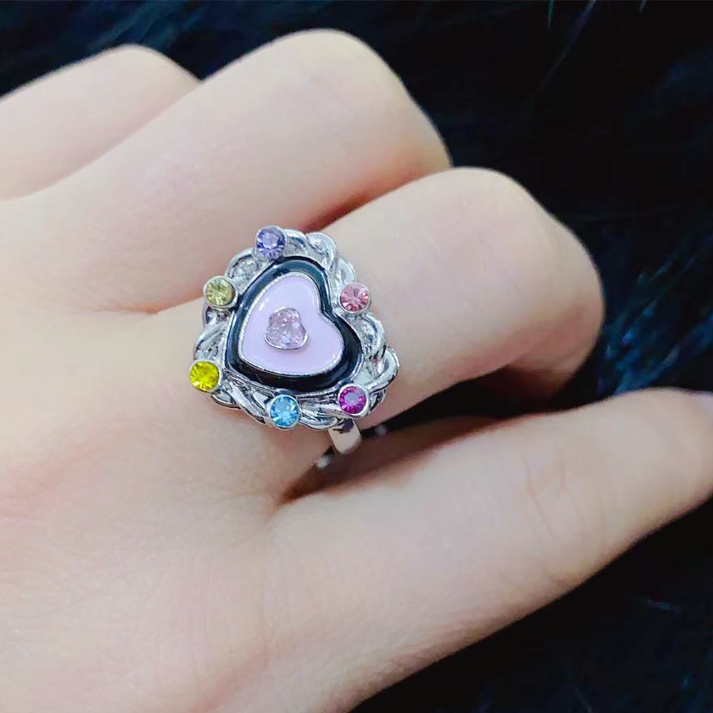 Aksesoris Cincin Cinta Anyaman Berlian Warna Temperamen Kepribadian Harajuku