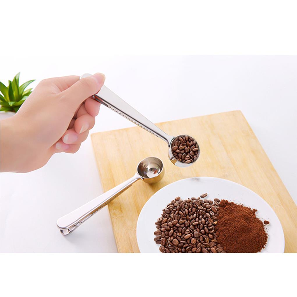 Sendok Kopi Multifungsi Stainless Steel Perlengkapan Dapur Sendok Dengan Seal Klip Coffee Measuring Spoon