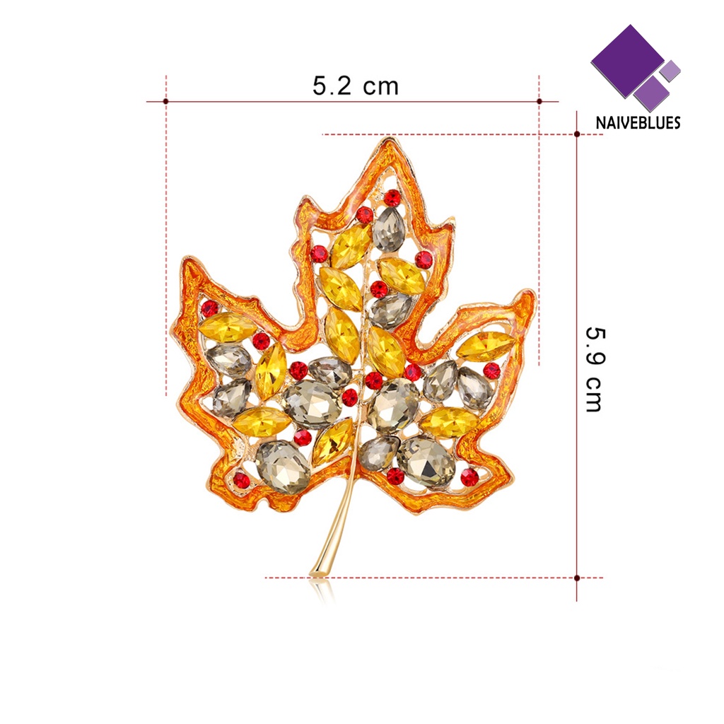 &lt; Naiveblues &gt; Wanita Bros Maple Leaf Rhinestones Lucu Menetes Dicat Bros Wanita