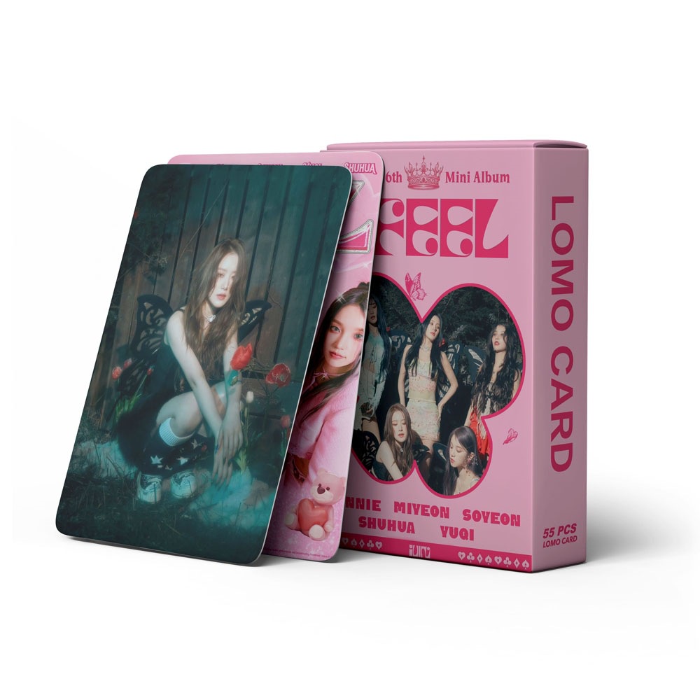 55pcs/box (G) I-DLE Album I FEEL Queencard Photocards YUQI MINNIE SHUHUA SOYEON MIYEON Lomo Kartu GIDLE Kpop Postcards