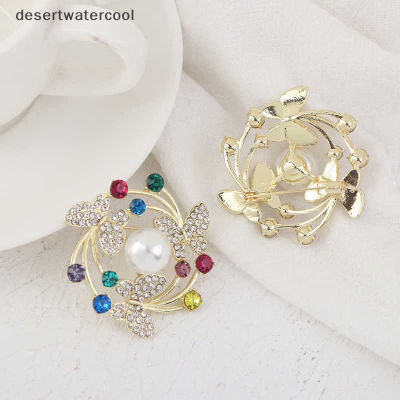 Deid Temperamen Kupu-Kupu Mutiara Perhiasan Pin Batu Permata Bertatahkan Murah Hati Bros Martijn