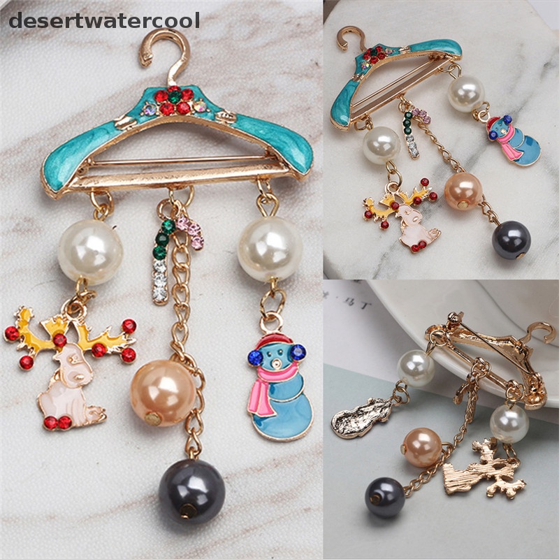 Deid Natal Mutiara Bros Rusa Snowman Liontin Perhiasan Berlian Imitasi Bros Wanita Martijn