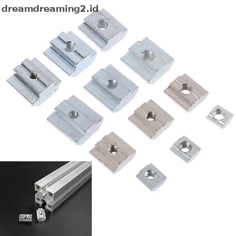 (drea) 10pcs T Sliding Hammer Nut Blok Mur Kotak M4/M5/M6 Mur 20 /30 /40 /45Seri//