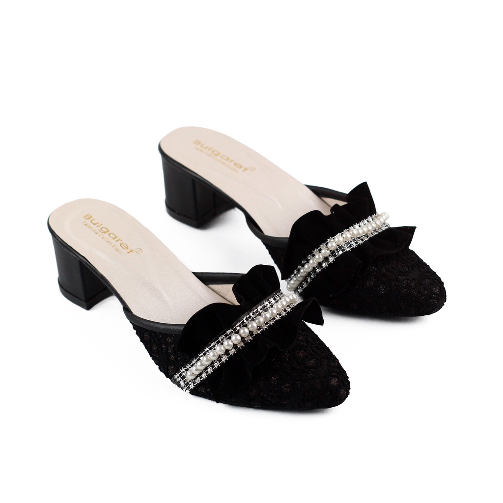 High Heels Sepatu Pesta Wanita Mutiara Brukat BR 06