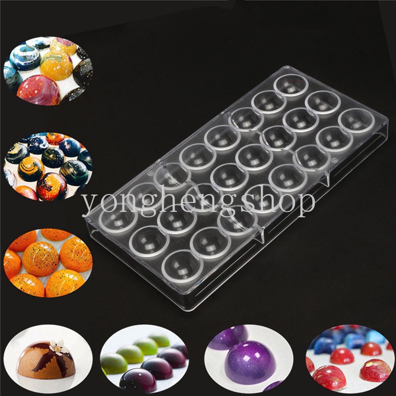 24kisi 3D Semi Sphere Polycarbonate Cetakan Coklat Kue Permen Mousse Cetakan Dapur DIY Baking Kembang Gula Bakery Pastry Tools