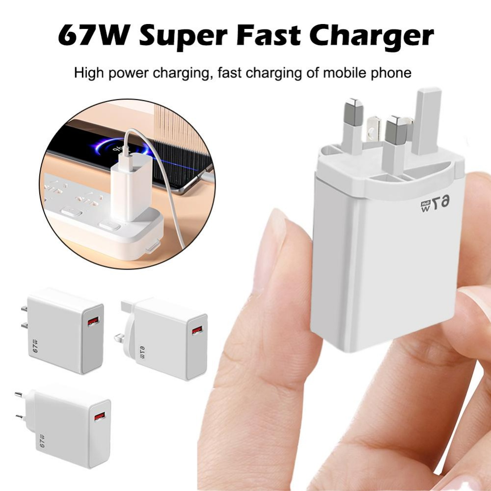 Eu &amp; US &amp; UK Plug Adapter 67W Super Fast Charging Phone Charger Quick Charge Adapter Colokan Charger Dinding Portabel Untuk Xiaomi Series USB Type-C Adaptor Charger Ponsel