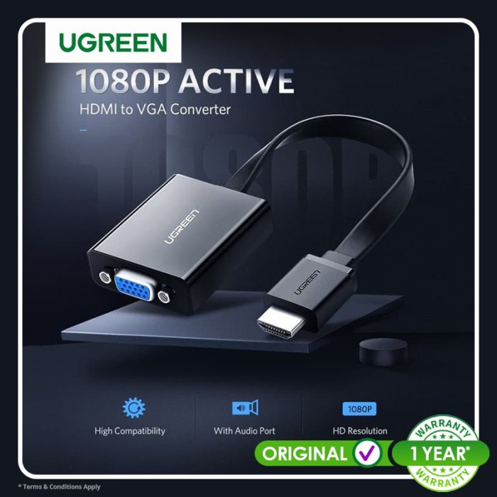 Converter Konverter Ugreen HDMI to VGA with Audio 16cm