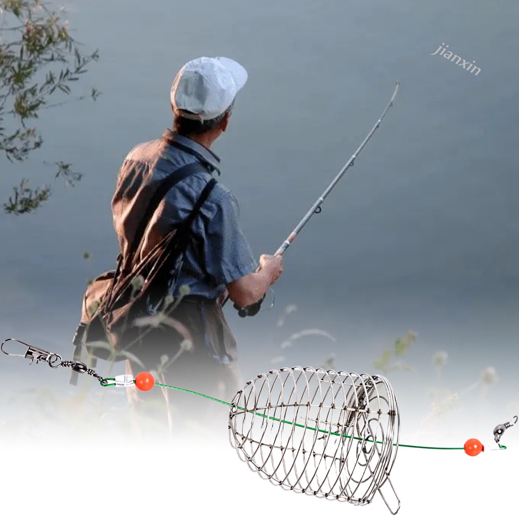 [Jianxin] fishing Umpan Kandang Reusable Compact Size Tahan Karat Tahan Aus Dengan Musim Semi Meningkatkan Tingkat Memancing Stainless Steel Angling Lure Feeder Carp Fishing Tackle Cage Outdoor Fishing