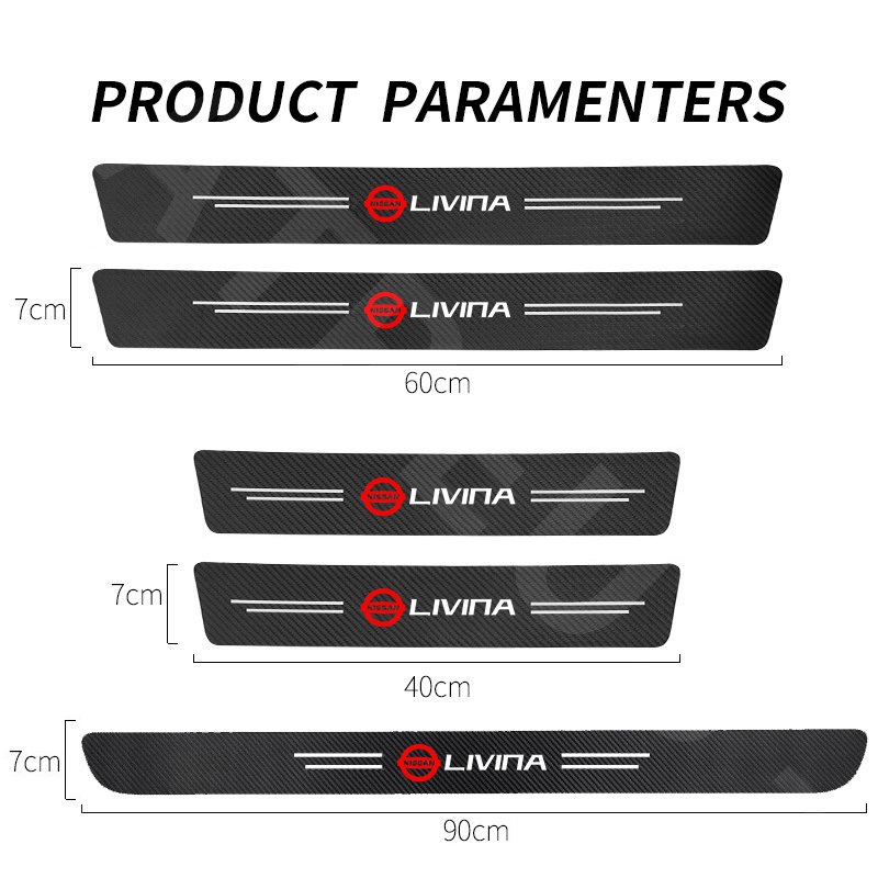 Nissan Livina Carbon Fiber Car Door Sticker Protector Auto Threshold Strips Sticker Anti Gores