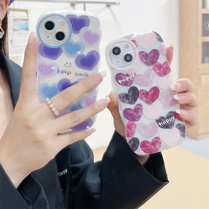 Casing Xiaomi poco X3 X pro M3 M5 4G F4 C40 Girl's Purple Graffiti Heart Round Hole Large Wave Soft 