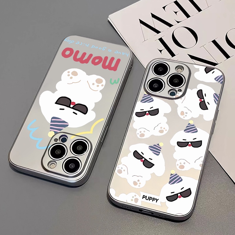 IPHONE Casing Electroplate Lembut Anjing Lucu Kompatibel Untuk Iphone14 13 12 11 Pro XS Max Casing XR X8 +7 6S Plus Mini TPU Silikon Shockproof Phone Cover