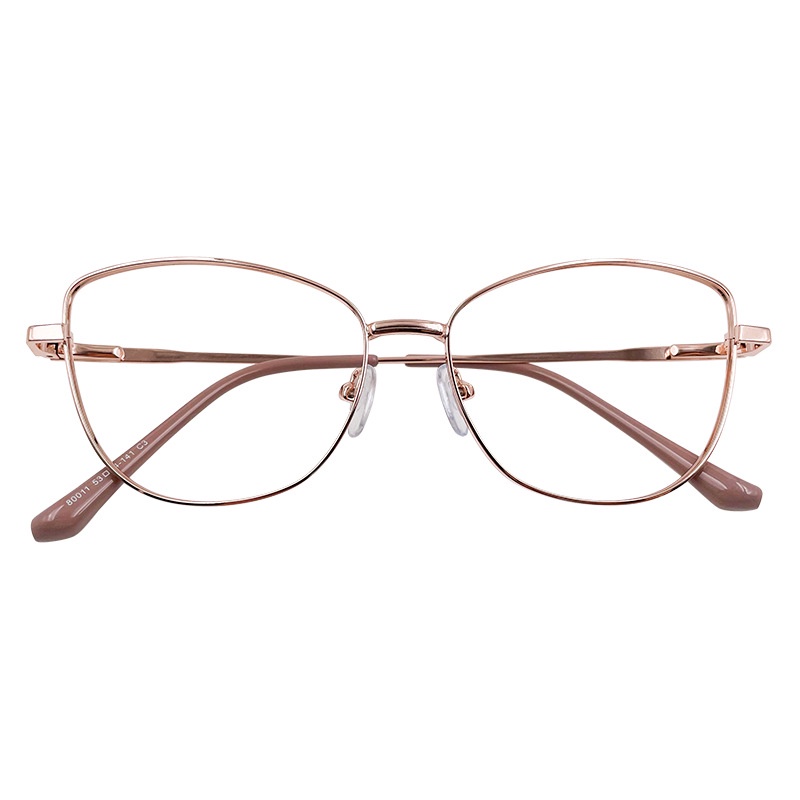 (YUZHU) Vintage Fashion Metal Cat Eye Eyeglasses Lensa Yang Dapat Diganti Kacamata Bingkai Kecil Untuk Wanita