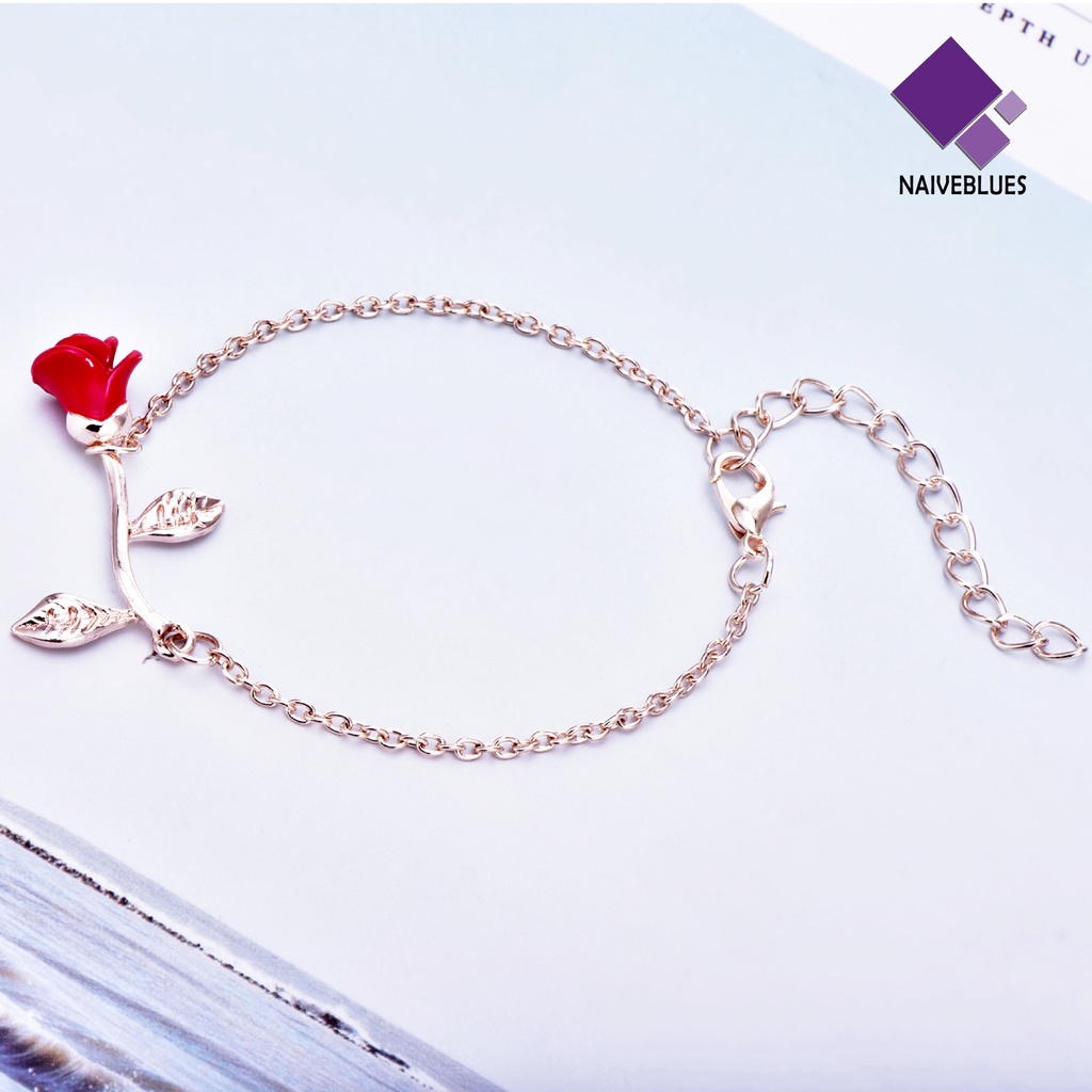 &lt; Naiveblues &gt; Gelang Tangan Wanita Rose Adjustable Chain Jewelry Electroplating Tahan Lama Untuk Pesta
