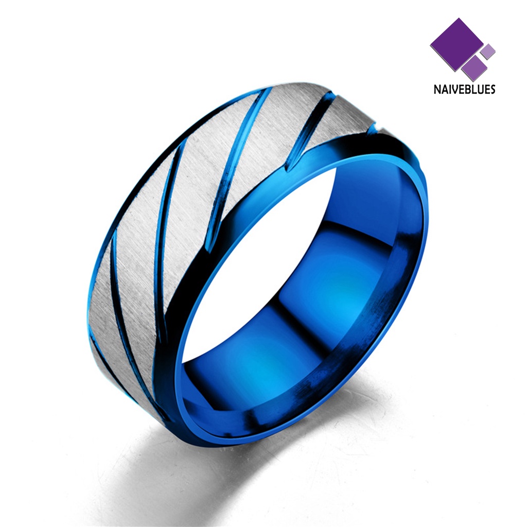 &lt; Naiveblues &gt; Cincin Couple Motif Twill All-match Pengerjaan Halus Stainless Steel Shiny Unisex Untuk Tunangan