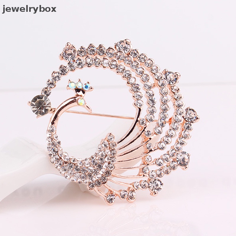 [jewelrybox] Kristal Merak Hewan Korsase Perjamuan Dekorasi Wanita Syal Bros Pin Perhiasan Butik