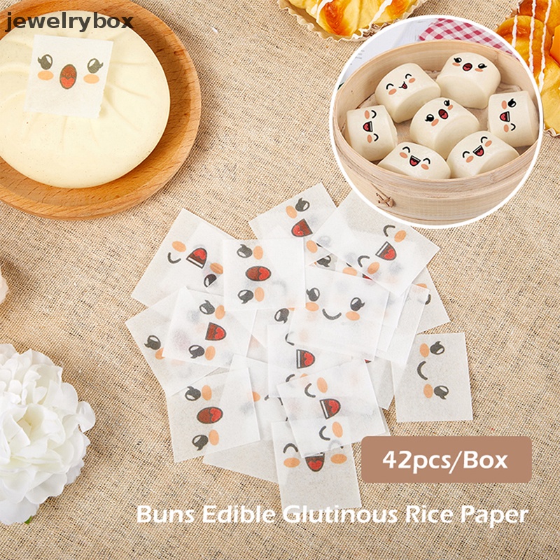 [jewelrybox] 42pcs Edible Gluous Rice Paper Kukus Roti Stiker Kartun Baking Paper Butik