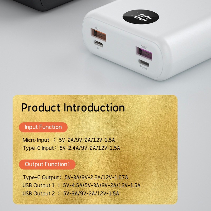 YSPLUS PD20W Powerbank 20.000mAh SUPER FAST Charging LED 20Watt Support VOOC Quick Charge 3.0