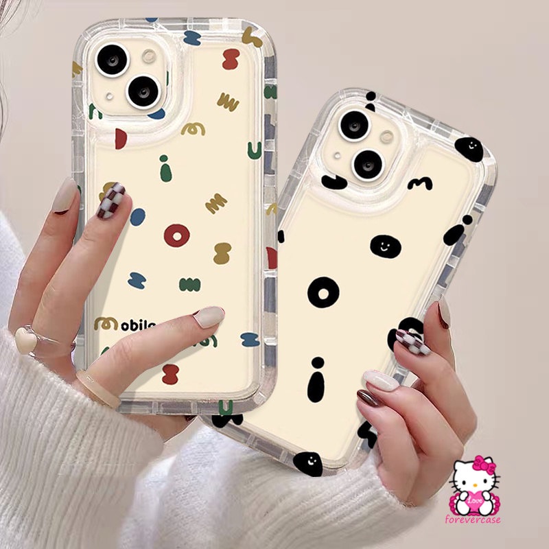 Airbag Sederhana Shockproof Soft Couple Case Untuk Redmi Note8 11s 10 11 10 10s 9 Pro Max Redmi A1 9A 9C NFC 10C 9T 12C 10 10A 9poco F4 Transparan Kartun Alfabet Ekspresi Case