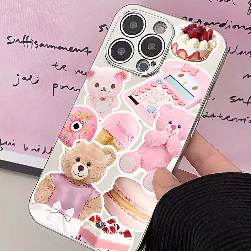 IPHONE Soft Electroplate Case Kompatibel Untuk Iphone14 13 12 11 Pro XS Max XR X8+76S Plus Mini Cute Bear Casing TPU Silikon Shockproof Phone Cover