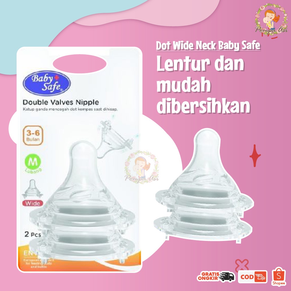 Dot Wide Neck Baby Safe Original Isi 2 Pcs / Dot Botol Susu Bayi / Dot Bayi