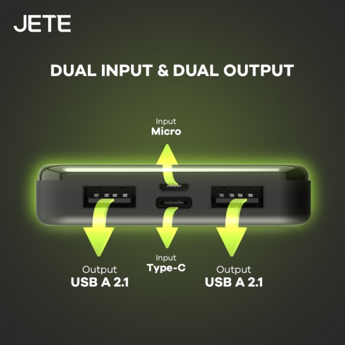 Power Bank 10000 MaH Powerbank Fast Charging  JETE C8 - Garansi 2 THN