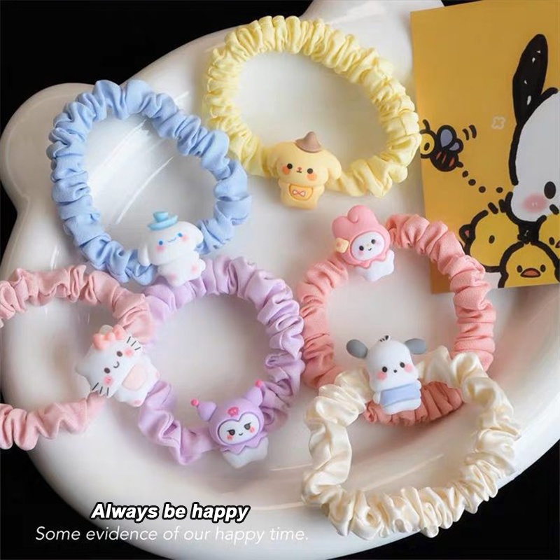 ikat rambut sanrio cute Cincin Usus Kecil Kartun Anjing Tali Rambut bando Cinnamoroll Rambut Gaya Manis Manis Tali Rambut