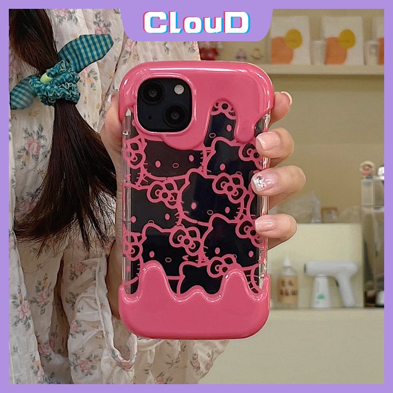 IPHONE Casing Ponsel Bening Es Krim 3D Kompatibel Untuk Iphone11 12 14 13 Pro Max7 8 Plus XR X 8Plus XS Max SE 2020 7Plus INS Korea Aesthetic Lucu Kartun Hello Kitty Lembut Silicon Cover