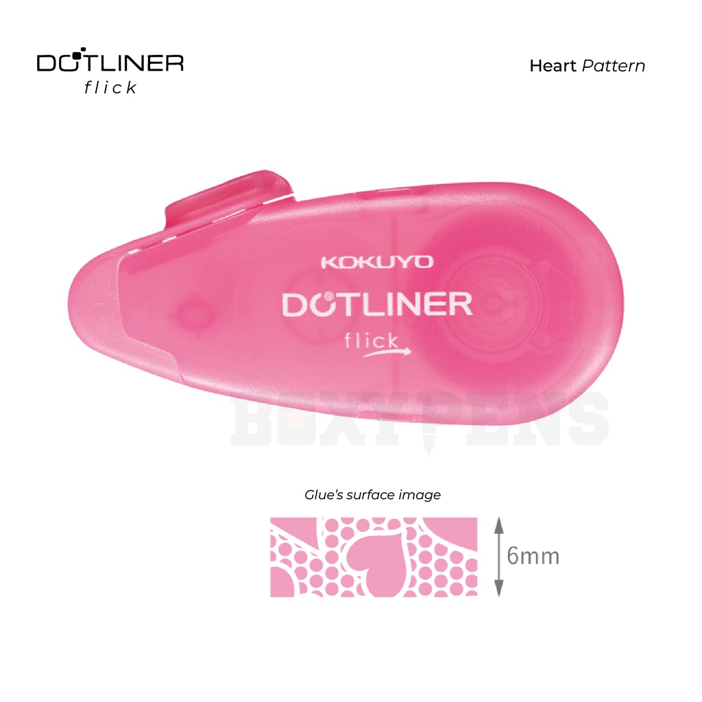 

Kokuyo Dotliner Flick Strong Adhesive Heart Patterned Pink