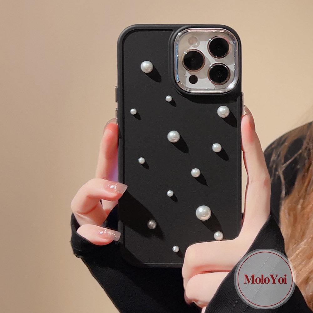 3d Pearl Electroplate Romantic Starry Sky Case Kompatibel Untuk IPhone 7Plus 13 14 12 Pro MAX 11 Pro MAX 14 7 8 Plus XR X 8plus XS MAX Mewah Simple Plating Shockproof Soft TPU Case