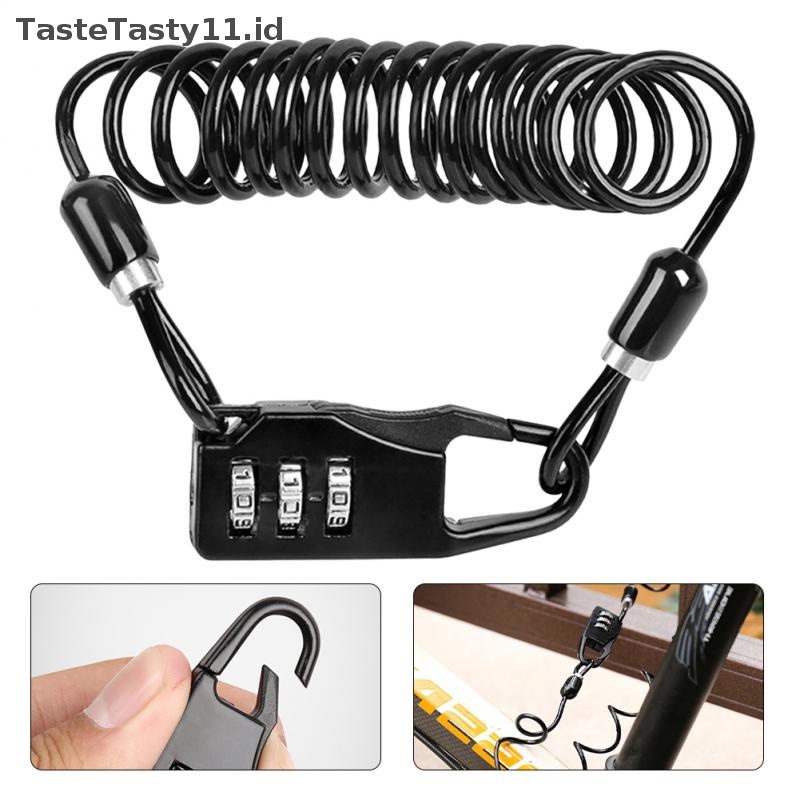 Tastetasty Kunci Helm Portable Steel Cable Lock Sepeda Kombinasi Password 3digi.