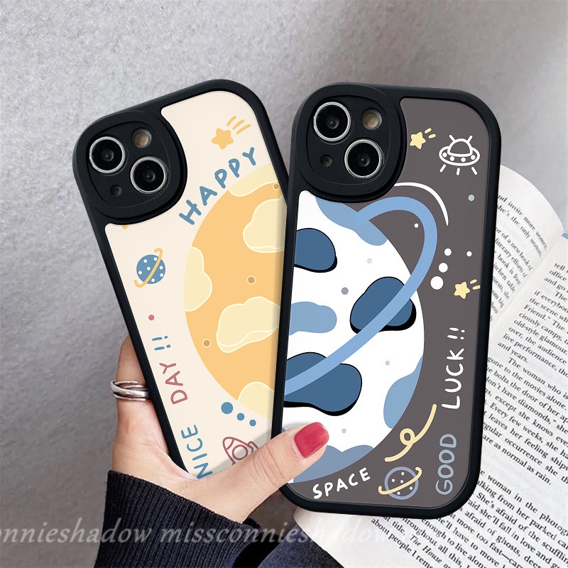 Lovers Happy Planet Space Phone Case Untuk Infinix Smart6 5panas10 10s 11 10T 11s 9mainkan Panas 10T 11 10 Lite 10s 11s Infinix Note8 Keberuntungan Bintang Pasangan Lembut Tpu Penutup Belakang