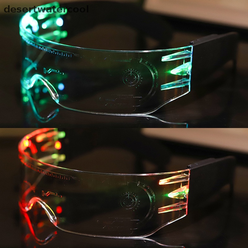 Deid Kacamata Bercahaya LED Vintage Punk Kacamata Pria Wanita Fashion Pesta Natal Warna-Warni Menyala Kacamata Shades Martijn